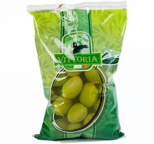Оливки Гігантські зелені Vittoria Olive Verdi Dolci Giganti Вітторіа Дольчі сорт Гіганті з кісточками Солодкі вакуум пакет 850г
