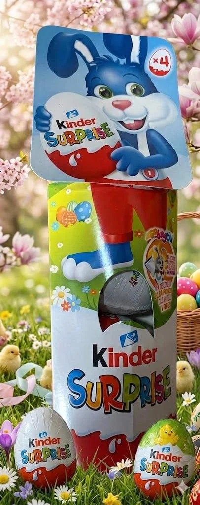 Набір Шоколадні Яйця з Іграшкою Kinder Surprise 4x Easter Bunny Кіндер Святковий Сюрпрайз 4шт картонний тубус 80г