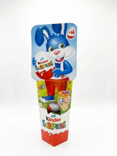 Набір Шоколадні Яйця з Іграшкою Kinder Surprise 4x Easter Bunny Кіндер Святковий Сюрпрайз 4шт картонний тубус 80г
