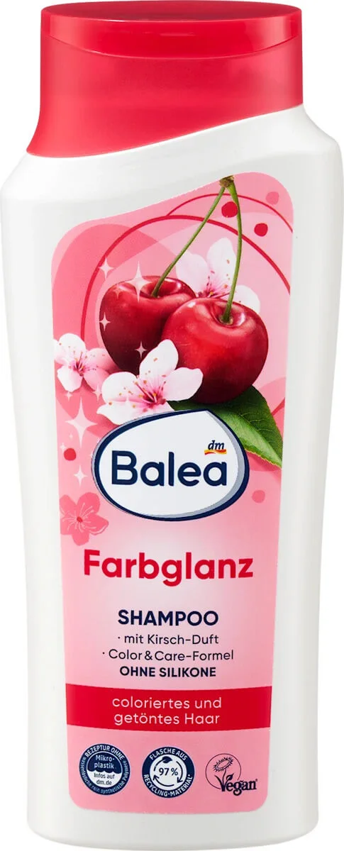 Шампунь щоденний Balea Farbglanz Kirsch Color&Care-Formel Shampoo Балеа для фарбованого Волосcя формула Колір та Блиск Вишня 300мл