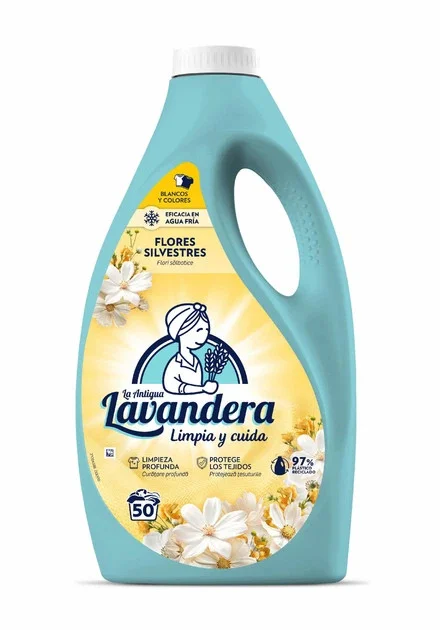 Гель для прання Універсальний Lavandera Flores Silvestres Limpia y cuida Лавандера Польові квіти догляд та очищення 50прань 2500мл