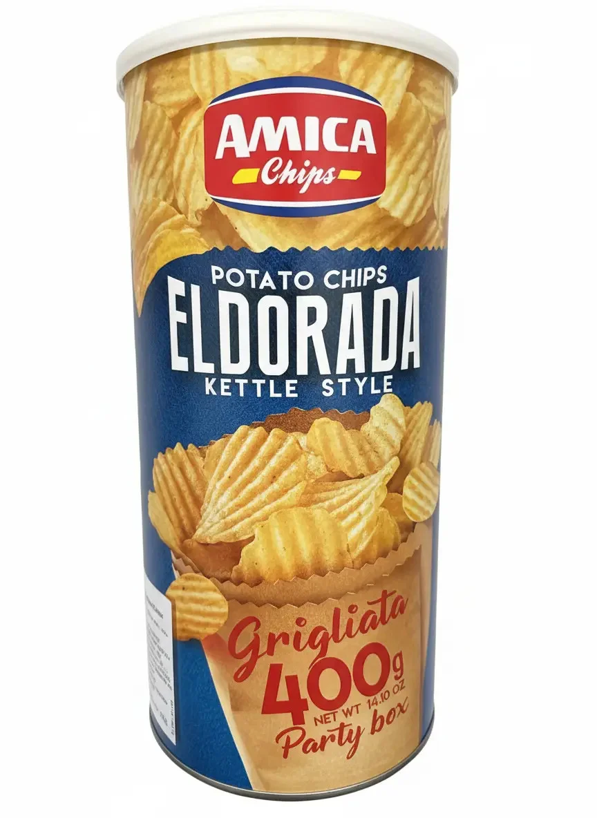Чіпси картопляні Кітл-стайл Рифлені Amica Eldorada Kettle Style Grigliata Potato Chips Party Box Аміка смак Гриль Паті бокс 400г