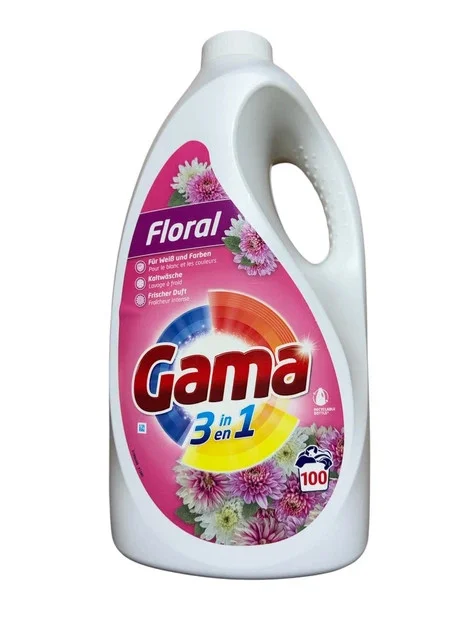 Гель для прання Флорал Gama 3in1 Floral Color&White Washing Gel Гама для Білої та Кольорової білизни 100прань Каністра 4500мл
