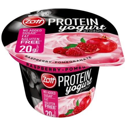 Йогурт Протеїновий без цукру Zott Protein Yogurt Raspberry-Pomegranate Зотт Енергетичний Білок 20г смак Малина-Гранат стакан 200г