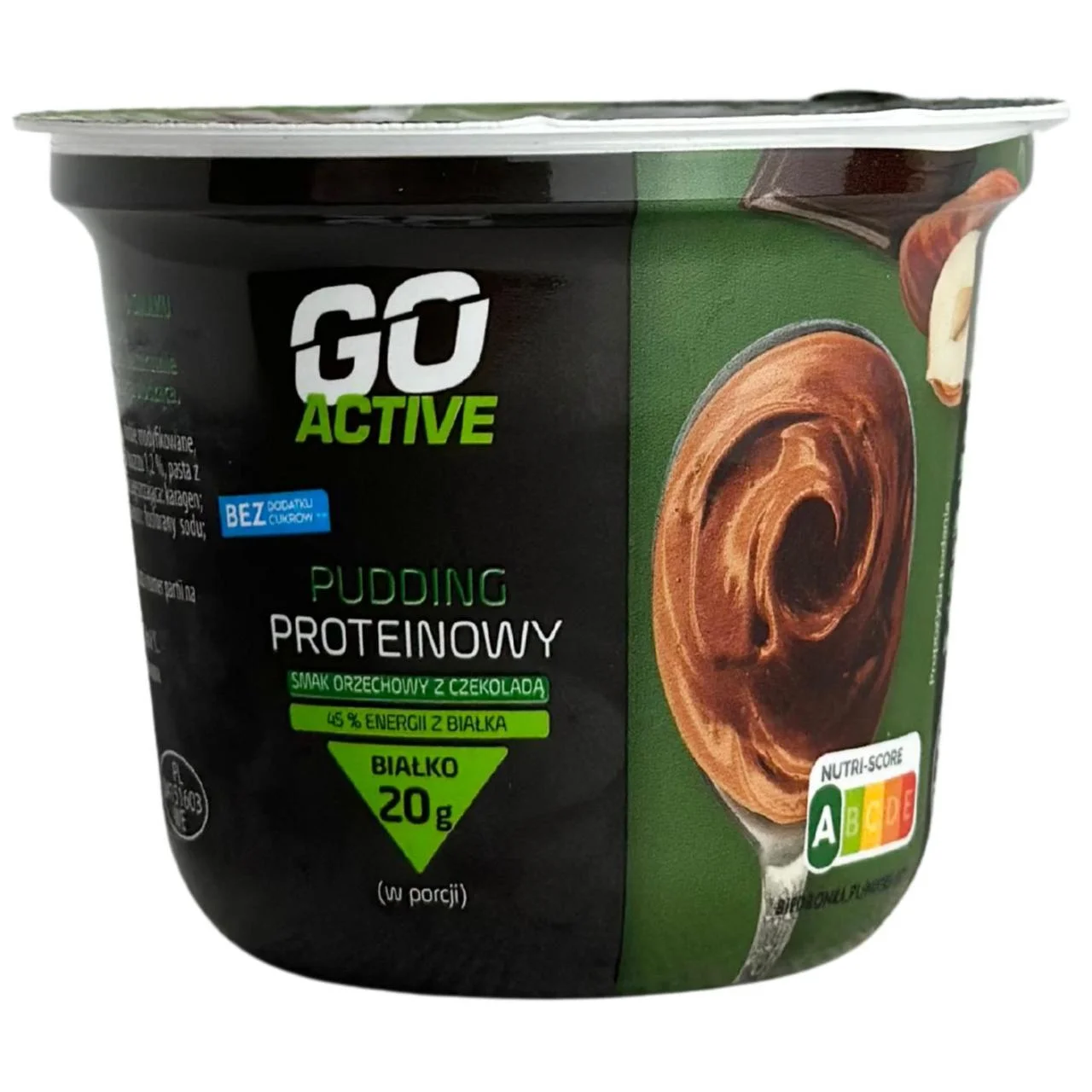 Пудинг Протеїновий без цукру Go Active Pudding Orzehowy Szekolada Гоу Актів енергетичний Білок 20г смак горіхи Шоколад Стакан 200г