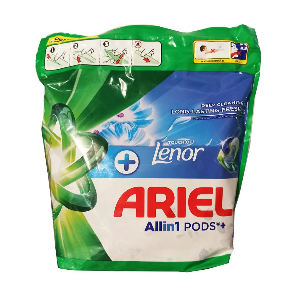 Капсули для прання з Ленор Ariel All in One Pods Touch of Lenor fresh Аріель парфумовані з помякшувачем Пакет 65шт