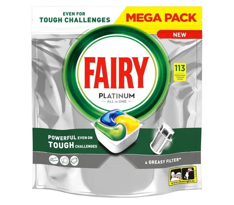 Капсули для посудомийних машин Безфосфатні Jar Platinum All in One Lemon Giga Pack Яр Платінум аромат Лимон Пакет 113шт