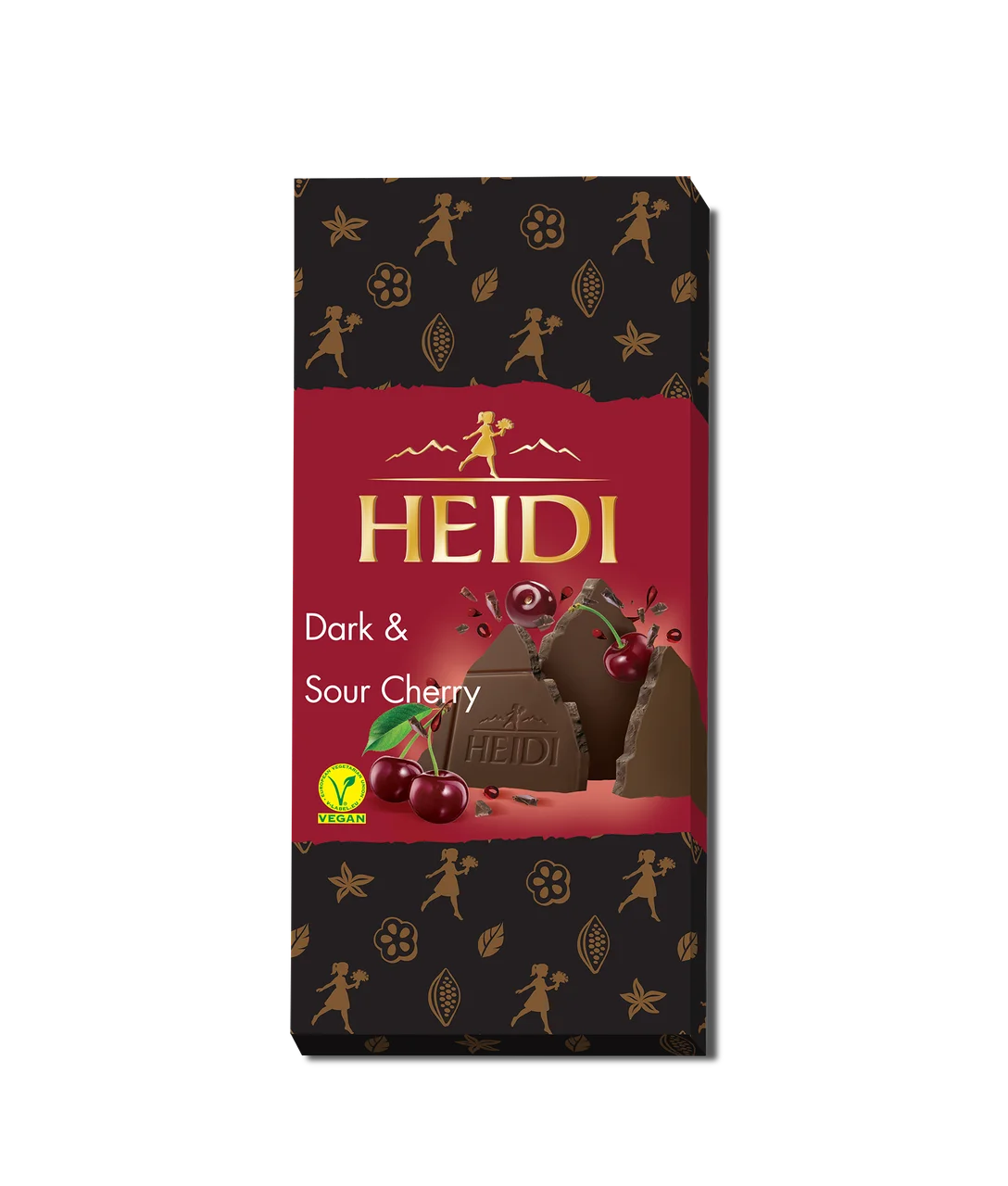 Шоколад чорний Heidi Dark&Sour Cherry Dark Chocolate 48% Хайді плитка кисленька Вишня в темному шоколаді Плитка 80г