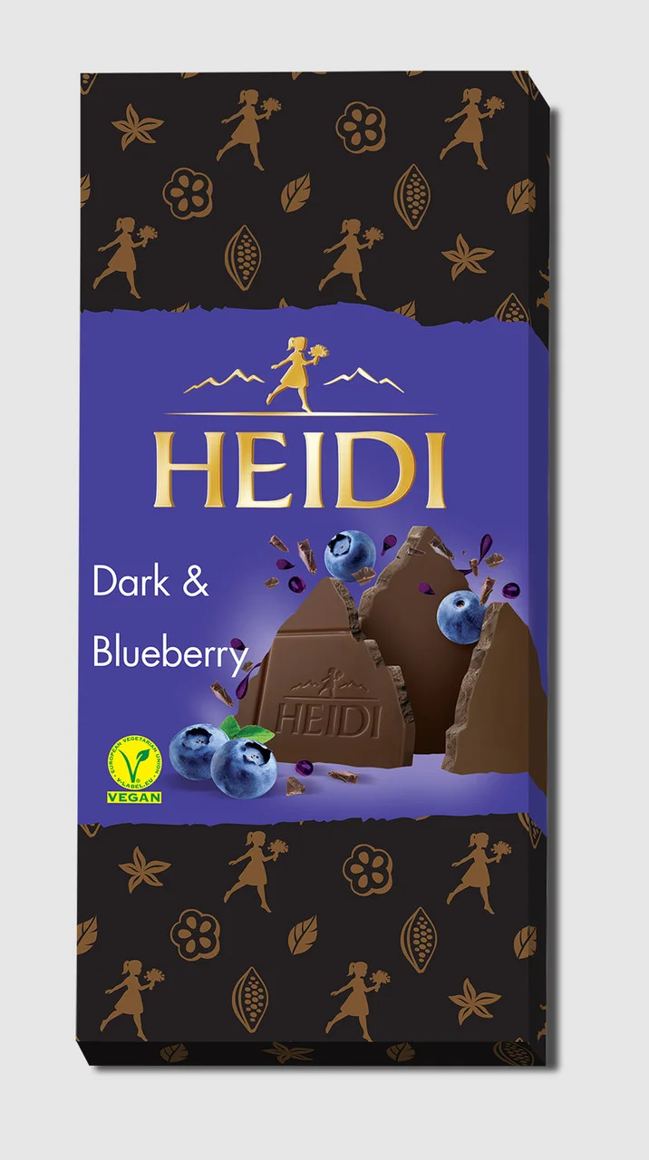 Шоколад чорний Heidi Dark&Blueberry Dark Chocolate 48% Хайді плитка Чорниця в темному шоколаді Плитка 80г