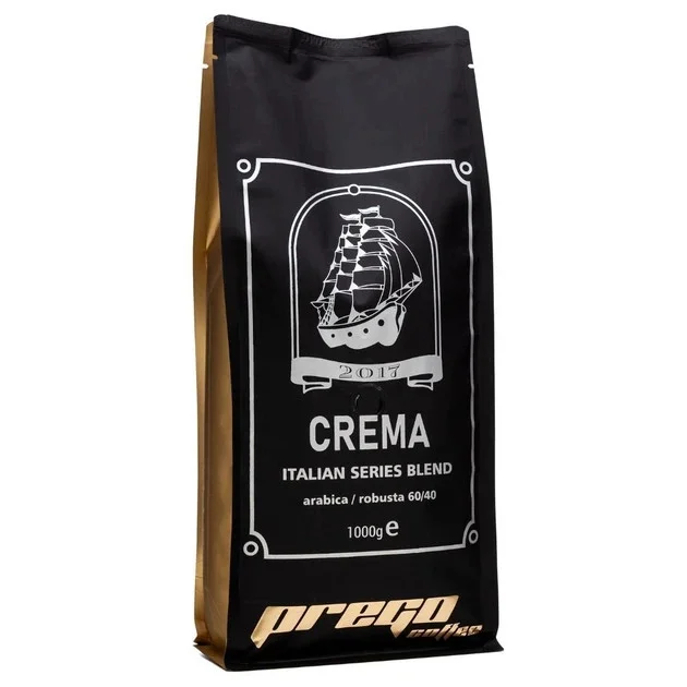 Кава в зернах Prego Crema Coffee Italian Series Blend Arabica-Robusta Прего Крема бленд Італія Арабіка Робуста Пакет 1000г