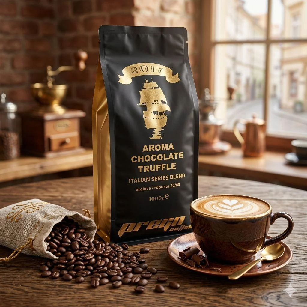 Кава в зернах Prego Aroma Chocolate Truffles Coffee Italian Series Blend Arabica-Robusta Прего бленд шоколад Трюфель 1000г