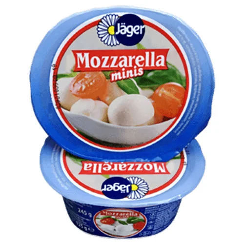 Сир Моцарелла Бокончіні Коровячий Jager Mozzarella Minis Bocconcini Ягер міні Кульки в розсолі Вершковий смак Стакан 125г