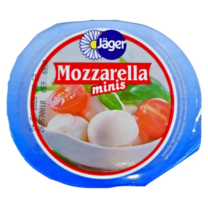 Сир Моцарелла Бокончіні Коровячий Jager Mozzarella Minis Bocconcini Ягер міні Кульки в розсолі Вершковий смак Стакан 125г