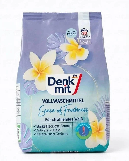 Порошок для прання світлих Речей Denkmit Vollwaschmittel Sense of Freshness Денкміт Відчуття свіжості 30прань 1950г