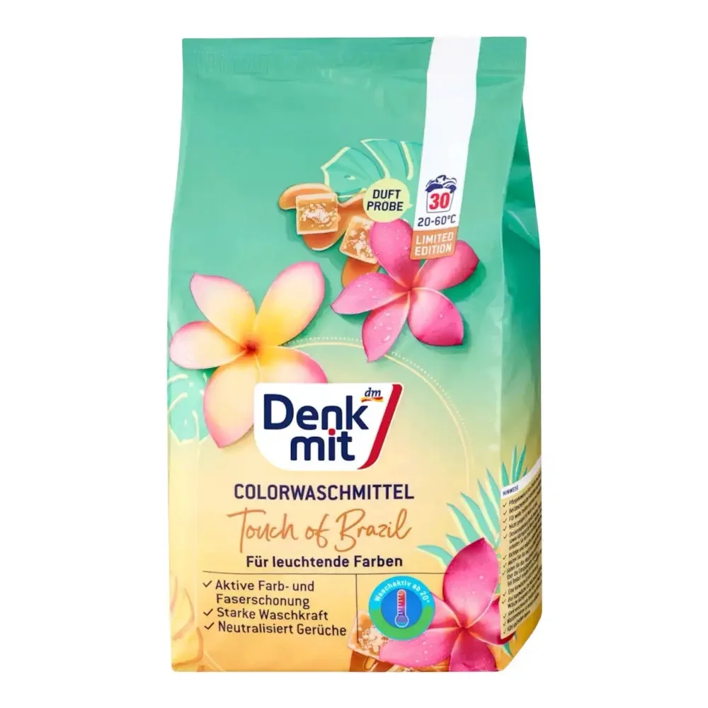 Порошок для прання Кольорових Речей Denkmit ColorWaschmittel Touch of Brazil Денкміт дотик Бразилії 30прань 1950г
