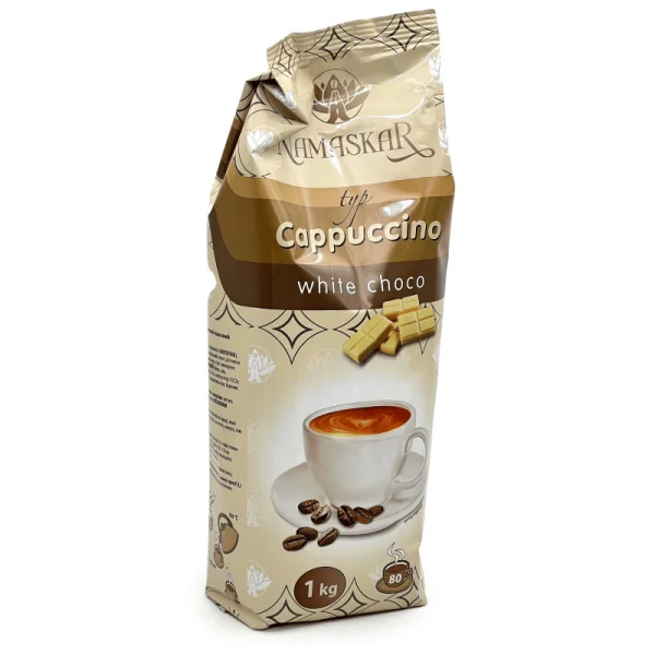 Напій Капучино розчинний Namaskar Cappuccino typ White Choco Намаскар білий Шоколад з кавою смак вакуум Пакет 80порцій 1000г - 3