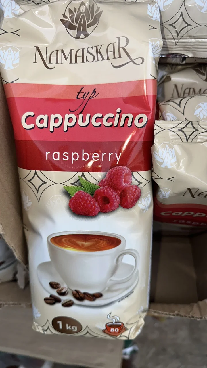 Напій Капучино розчинний Namaskar Cappuccino typ Raspberry Намаскар Малиново-кавовий смак вакуум Пакет 80порцій 1000г