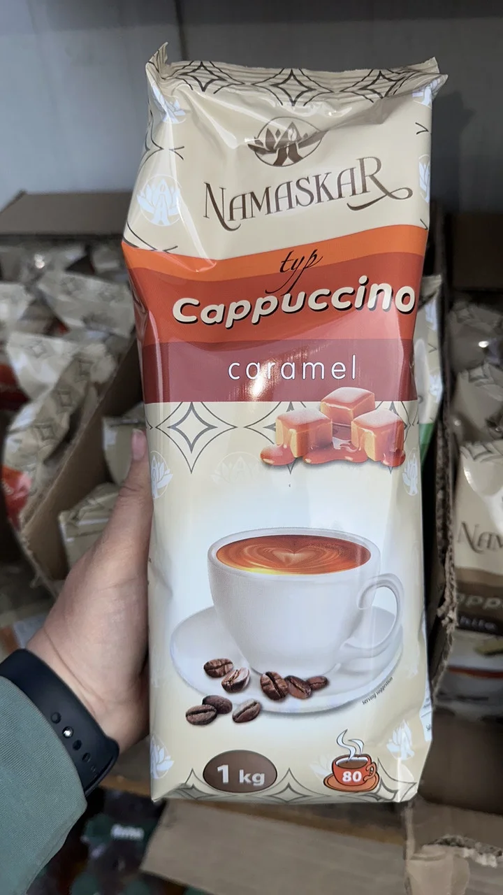 Напій Капучино розчинний Namaskar Cappuccino typ Caramel Намаскар карамельно-кавовий смак вакуум Пакет 80порцій 1000г
