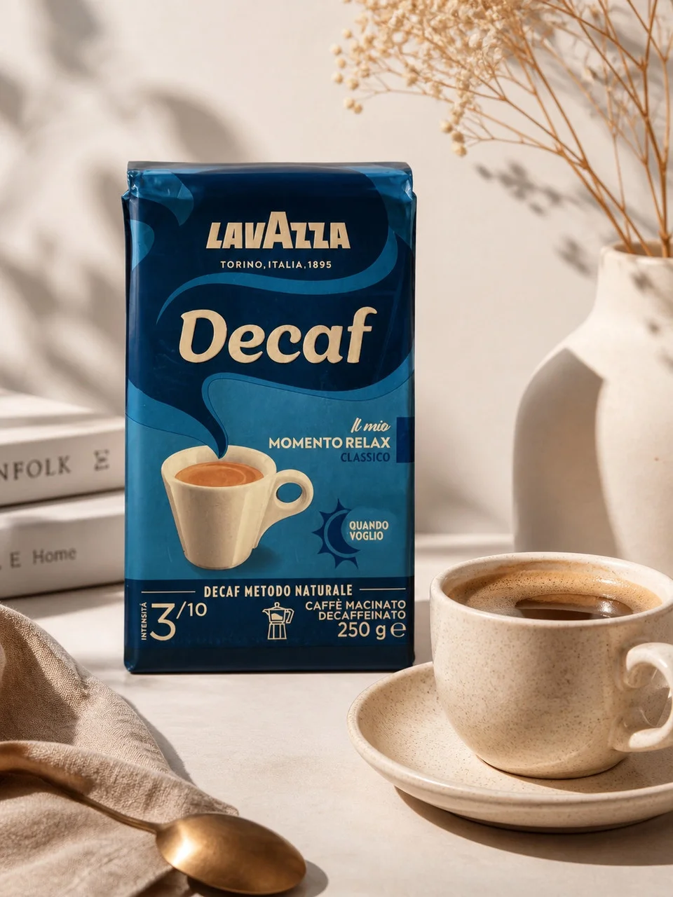 Кава мелена Без кофеїну Lavazza Caffe Decaf Il Mio Momento Relax Classico Macinato Decaffeinato Лавацца Декаф Релакс Пакет 250г