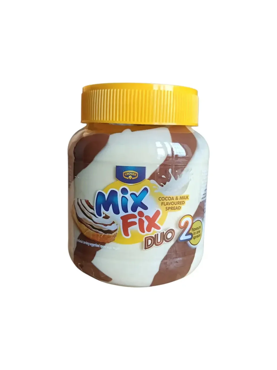 Шоколадна крем Паста полосата Kruger Mix Fix Duo2 Cocoa&Milk Flavoured Spread Крюгер Мікс Фікс смак какао-молочна 350г