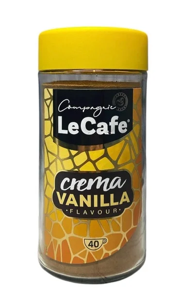 Кава розчинна LeCafe Crema Vanilla Flavour Coffee Лекафе Крема смак Ваніль Гранули 40 порцій Банка 75г