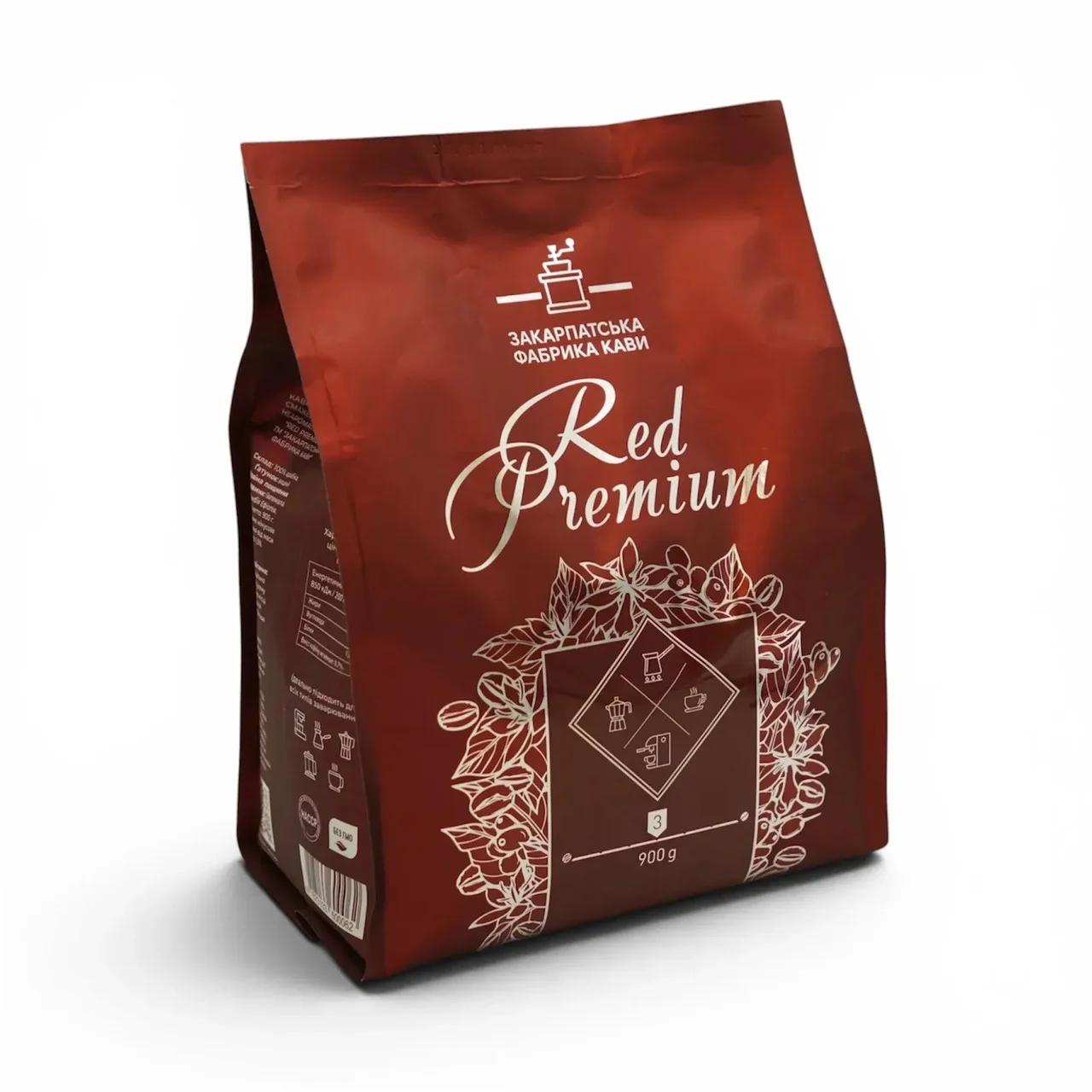 Кава в зернах ZFC Red Premium Whole Beans 100% Arabica Закарпатська фабрика кави ред Преміум арабіка 900г