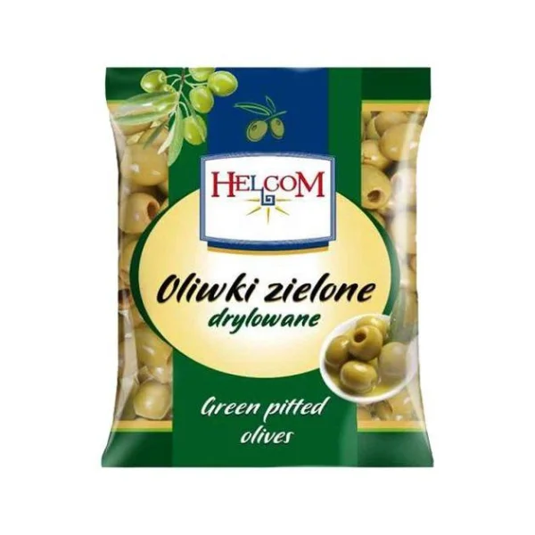 Оливки Зелені без кісточок Helcom Oliwki zielone drylowane Green pitted Olives Хелком мариновані в розсолі Пакет 160г - 2