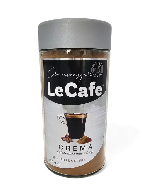 Кава розчинна LeCafe Crema Aromatic&Velvety 100% Pure Coffee Лекафе Крема Гранули Склобанка 150г