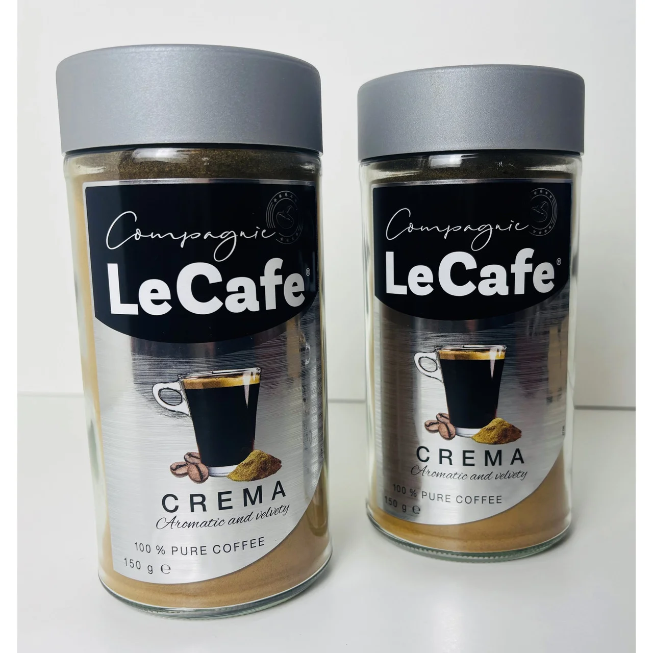 Кава розчинна LeCafe Crema Aromatic&Velvety 100% Pure Coffee Лекафе Крема Гранули Склобанка 150г