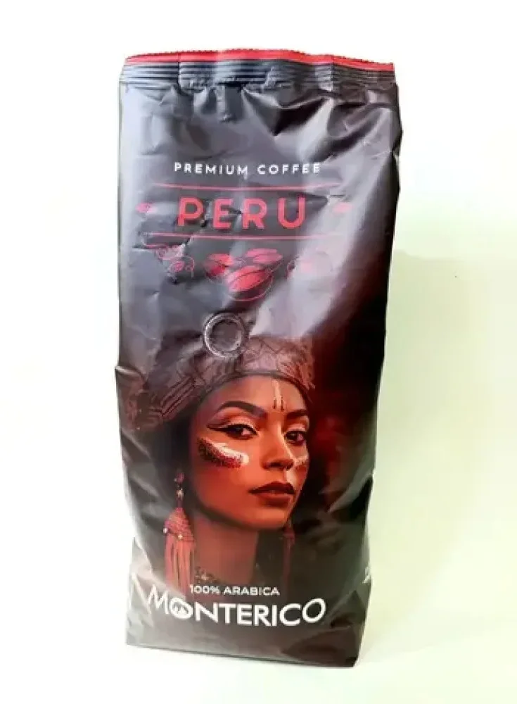 Кава в зернах Monterico Peru Premium Coffee 100% Arabica Монтеріко Перу Преміум Арабіка Пакет з клапаном 1000г