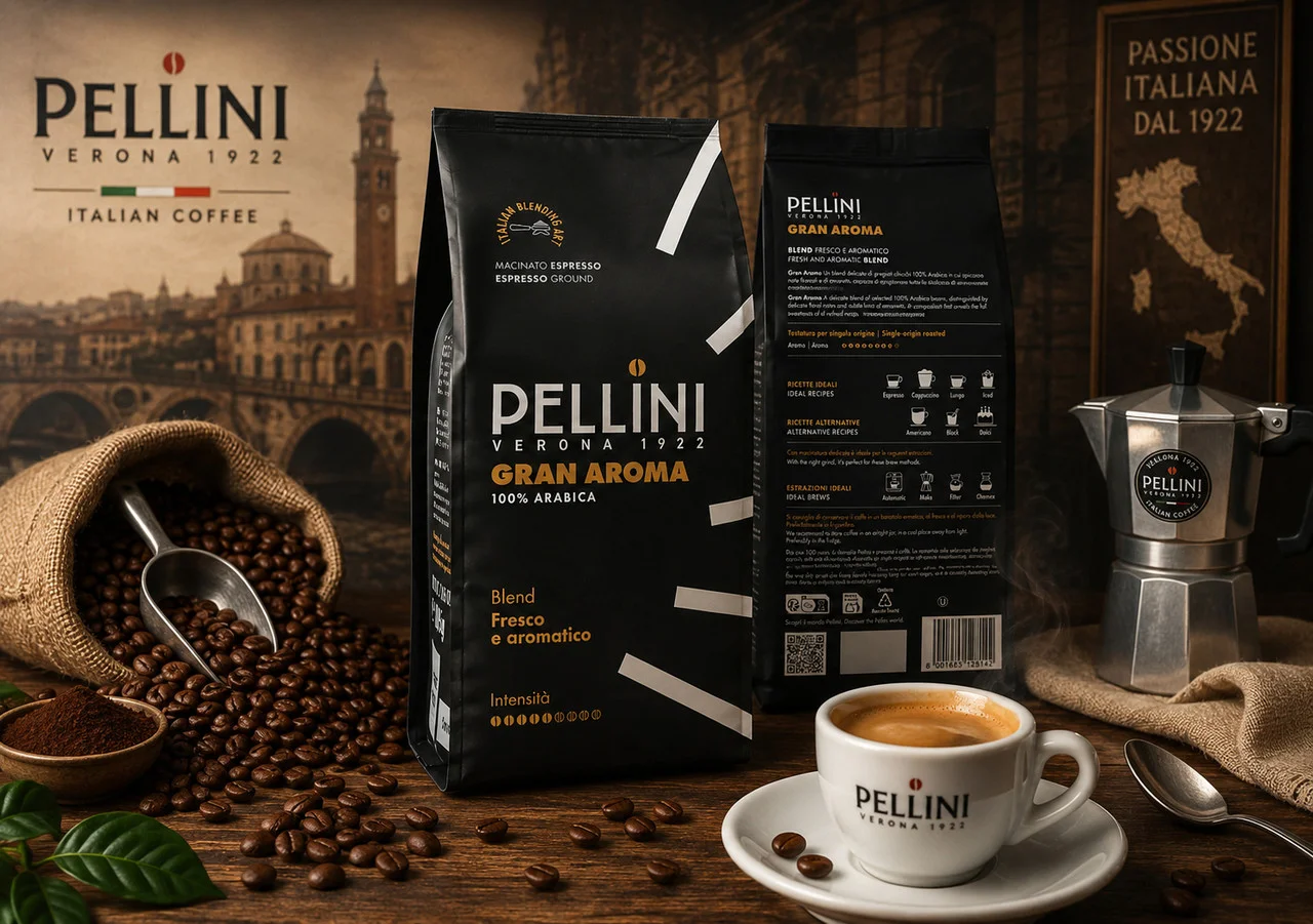 Кава в зернах Pellini Verona Gran Aroma Arabica Blend Fresco Aromatico Пелліні Верона Арома Пакет 1000г