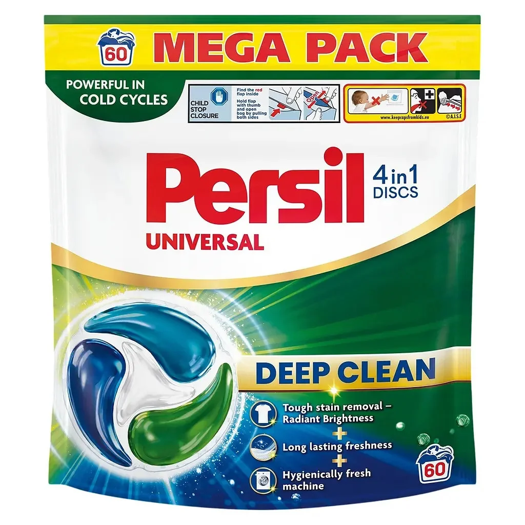 Диски для прання Persil Universal Deep Clean 4in1 Discs Персіл Універсальні капсули 4в1 Пакет 60шт