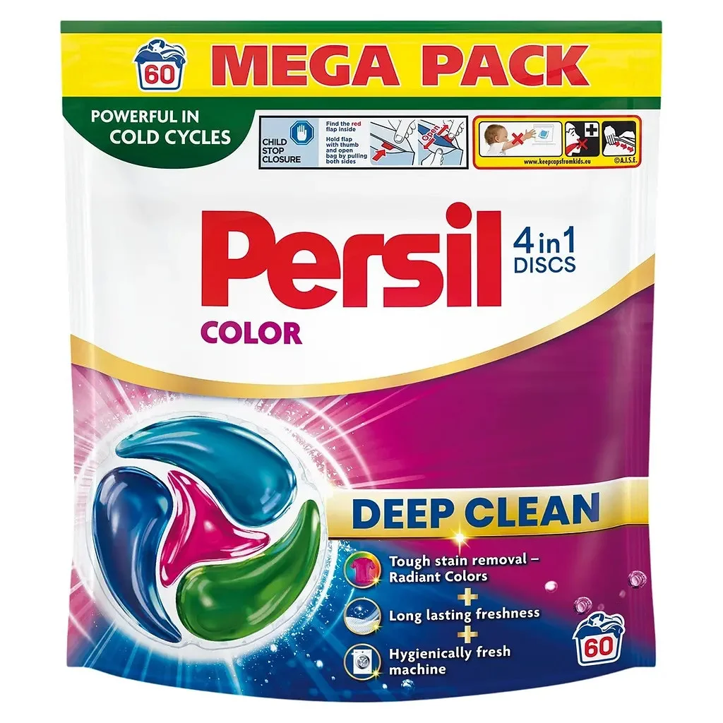 Диски для прання Persil Color Deep Clean 4in1 Discs Персіл для Кольорових речей капсули 4в1 Пакет 60шт