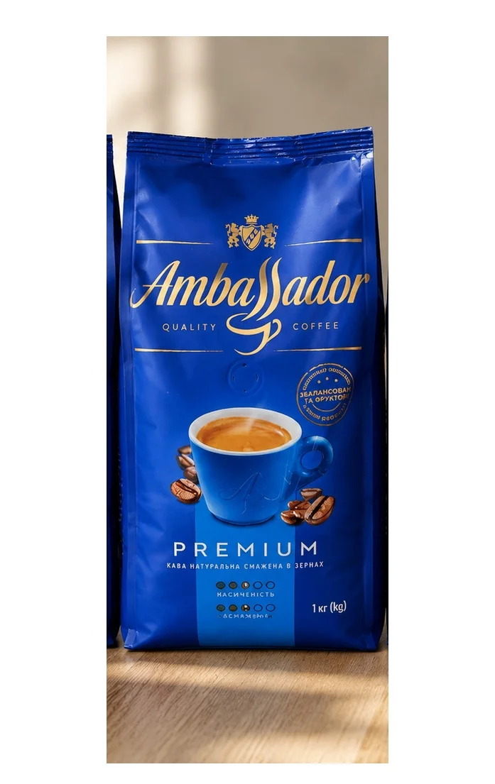 Кава в зернах Ambassador Premium Quality Coffee Амбассадор Преміум Арабіка Пакет 1кг