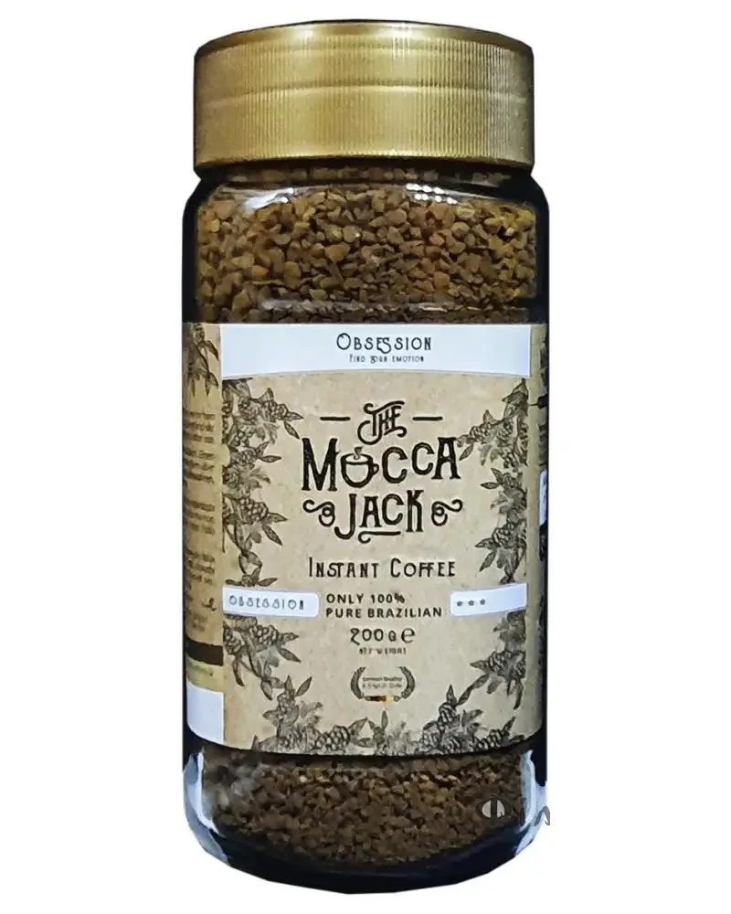 Кава розчинна Mocca Jack Obsession Instant coffee 100% pure Brazilian Мокка Джек Обсешн в гранулах Арабіка Скло 200г
