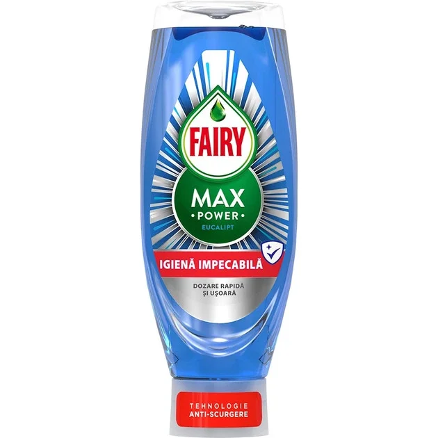 Гель для миття Посуду Fairy Max Power Eucalyptus Фейрі ефективний Антижир технологія Антирозлив Евкаліпт 730мл