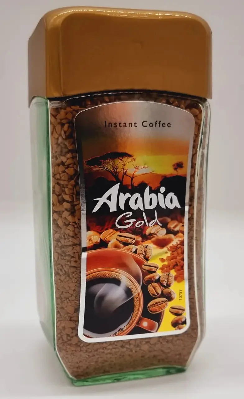 Кава розчинна Arabia Gold Instant Coffee Арабія сублімована в Гранулах Бленд арабіки та робусти Склобаночка 200г