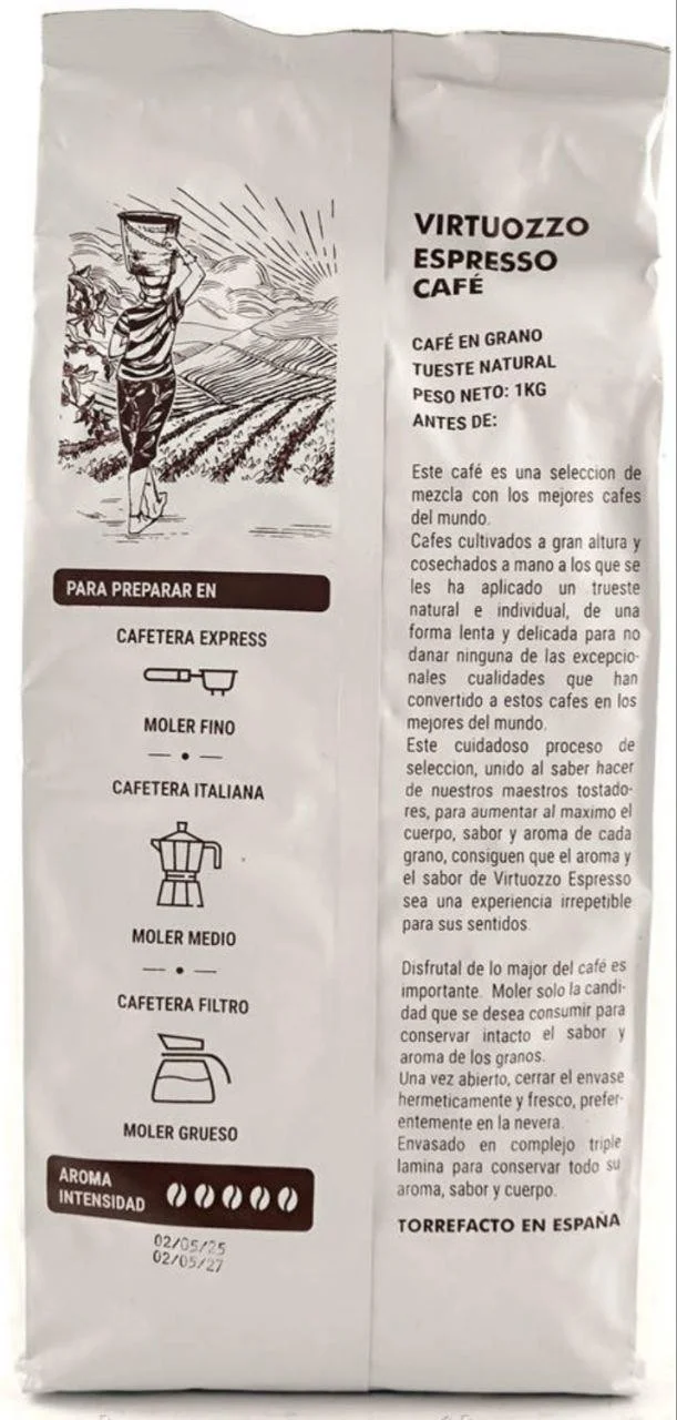 Кава зернова ароматизована Virtuozzo Espresso Premium Aroma Collection Irish Cream Віртуозо Ірландські вершки 1кг