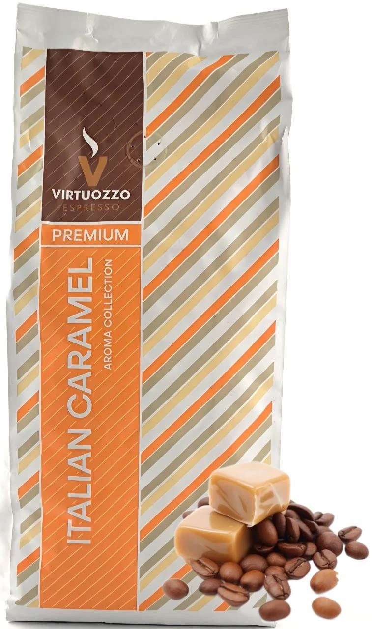Кава зернова ароматизована Virtuozzo Espresso Premium Aroma Collection Italian Caramel Віртуозо Італійська Карамель 1кг