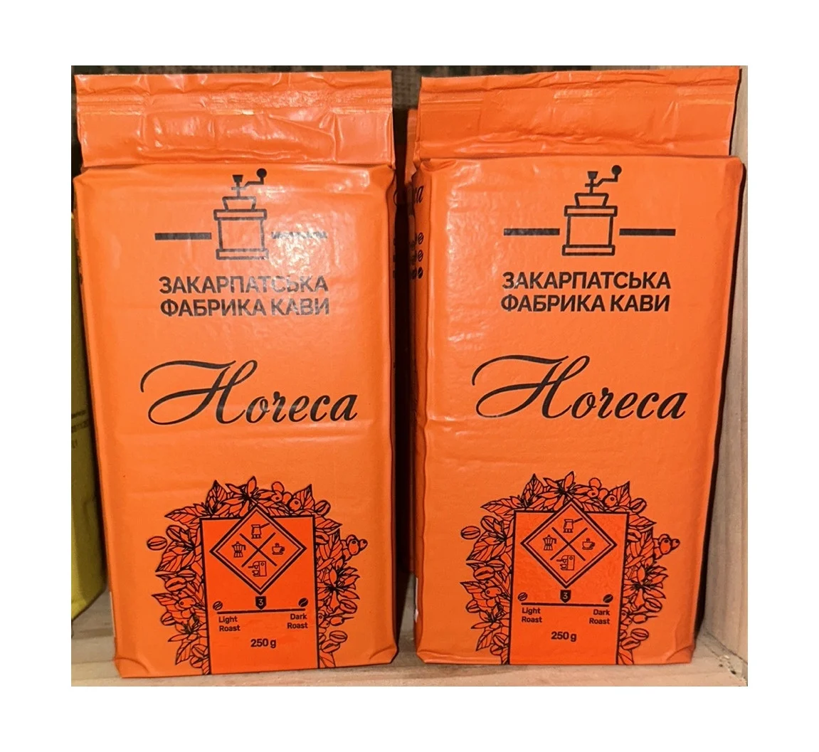Кава мелена ZFC Horeca Orange Ground Coffee Medium roast Закарпатська фабрика кави ХоРеКа купаж Арабіки 250г