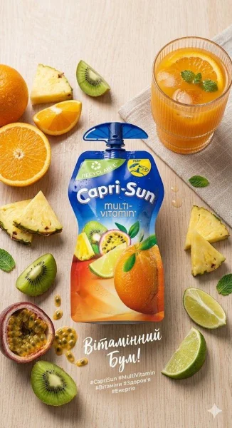 Напій з фруктовим соком Дитячий Capri-Sun Multivitamin Капрі Сан Мультивітамін Дой-пак з клапаном 330мл - 2