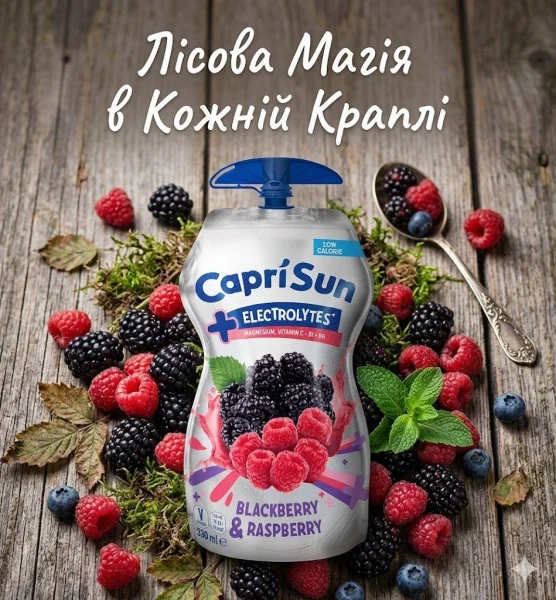 Напій з фруктовим соком Дитячий Capri-Sun Electrolytes Blackberry&Raspberry Капрі Сан Ожина Малина з Електролітами Дой-пак 330мл - 2