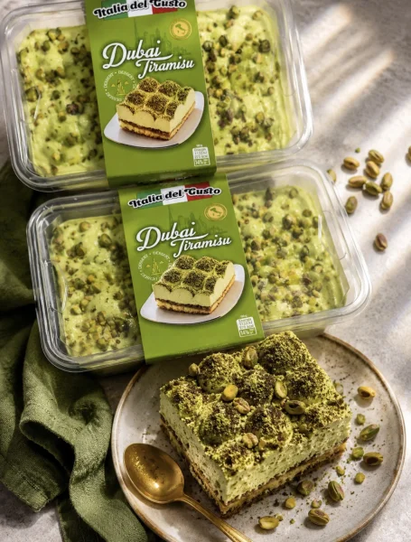 Тірамісу десерт Дубаї Italia del Gusto Dubai Tiramisu Dessert Італія дел Густо фісташковим кремом з Маскарпоне Бокс з кришкою 450г - 2