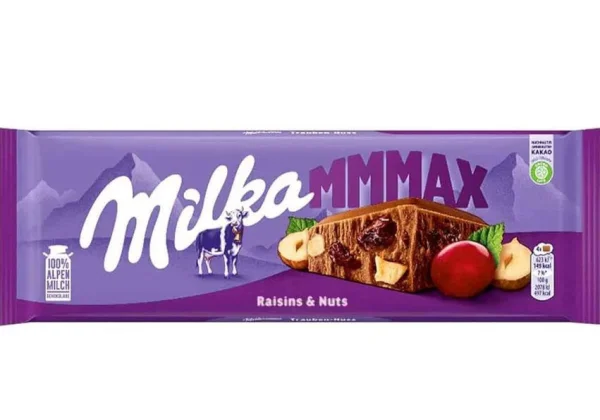 Шоколад плитка Milka mmMAX Raisins&Nuts Milk Chocolate Мілка Молочний з родзинками на горішками 300г - 3