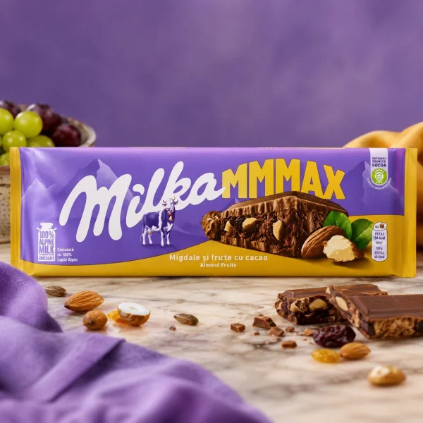 Шоколад плитка Milka mmMAX Migdale si Trufe cu Cacao Мілка Молочний з трюфелями в какао та Мигдалем 300г - 2