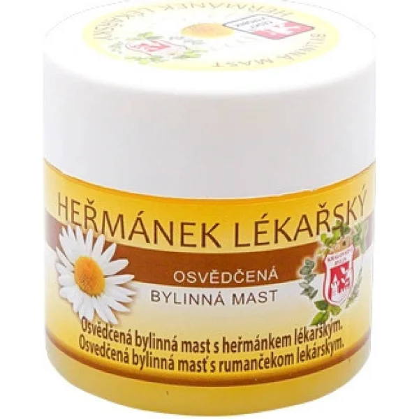 Мазь косметична на Травах Kralovstvi Bylin Hermanek Lekarsky Osvedcena Bylinna Mast для сухої Чутливої шкіри Ромашка 150мл - 1