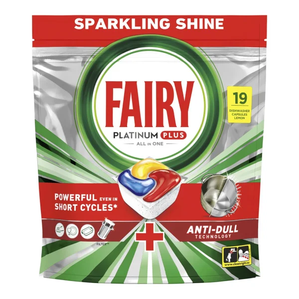 Таблетки для Посудомийних машин Fairy Platinum Plus All in1 Anti Dull Tech Lemon Фейрі Платінум Капсули Анти Потускніння 19шт - 3