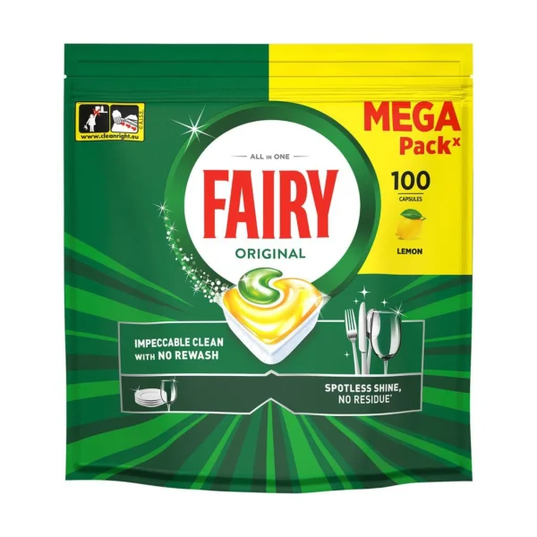 Таблетки для Посудомийних машин Fairy Original All in1 Tabs Mega Pack Lemon Фейрі Платінум Капсули Мега упаковка 100шт - 3