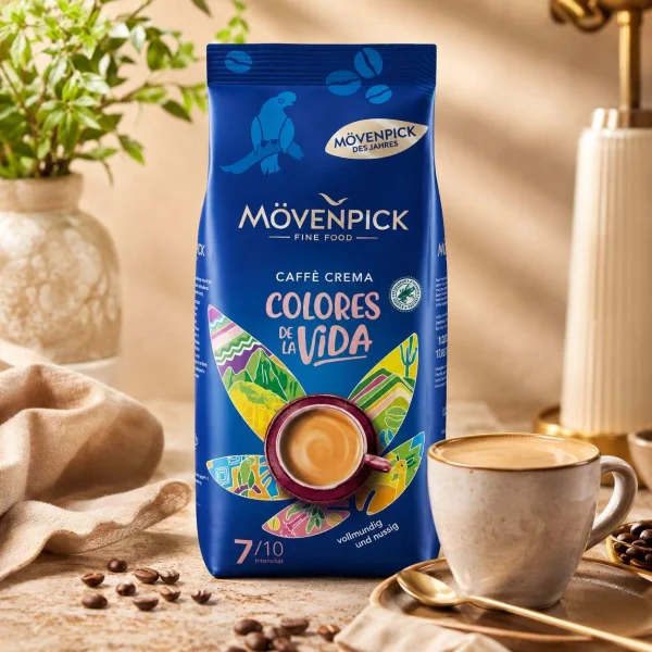 Кава в зернах Movenpick Caffe Crema Colores de la Vida Intensity 7 Blend Мовенпік кафе Крема Кольори життя Пакет 1000г - 2