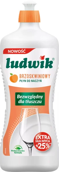 Гель для миття посуду Ludwik Extra Sila Brzoskwiniowy Людвік Екстра сила Блискучий посуд аромат Персик 900г - 3